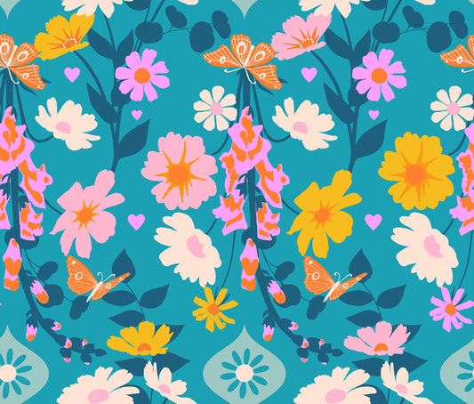 Blue floral fabric with foxgloves – Best Day Ever by Melody Miller Ruby Star Society