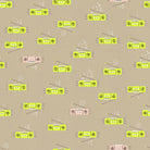 Boom in Khaki Ruby Star Linen by Ruby Star Society — boom boxes with neon green speakers on a soft greyed khaki ground