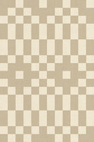 Bitmapped in Khaki Ruby Star Linen by Ruby Star Society — a pixelated checkerboard in soft khaki over cream