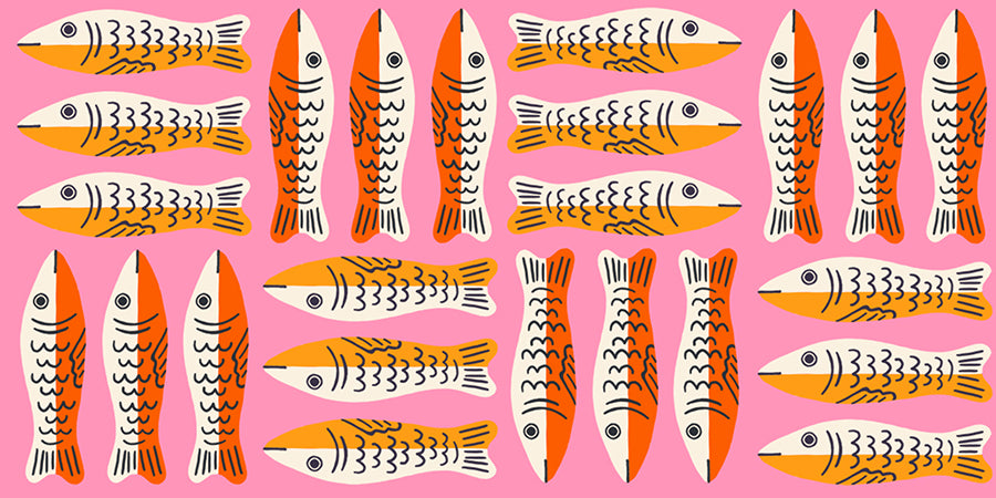 1-800-Calico Little Sardines Lucky Pink by Alexia Marcelle Abegg for Ruby Star Society