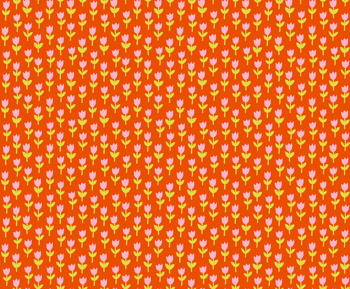 1-800-Calico Tulips Warm Red by Alexia Marcelle Abegg for Ruby Star Society