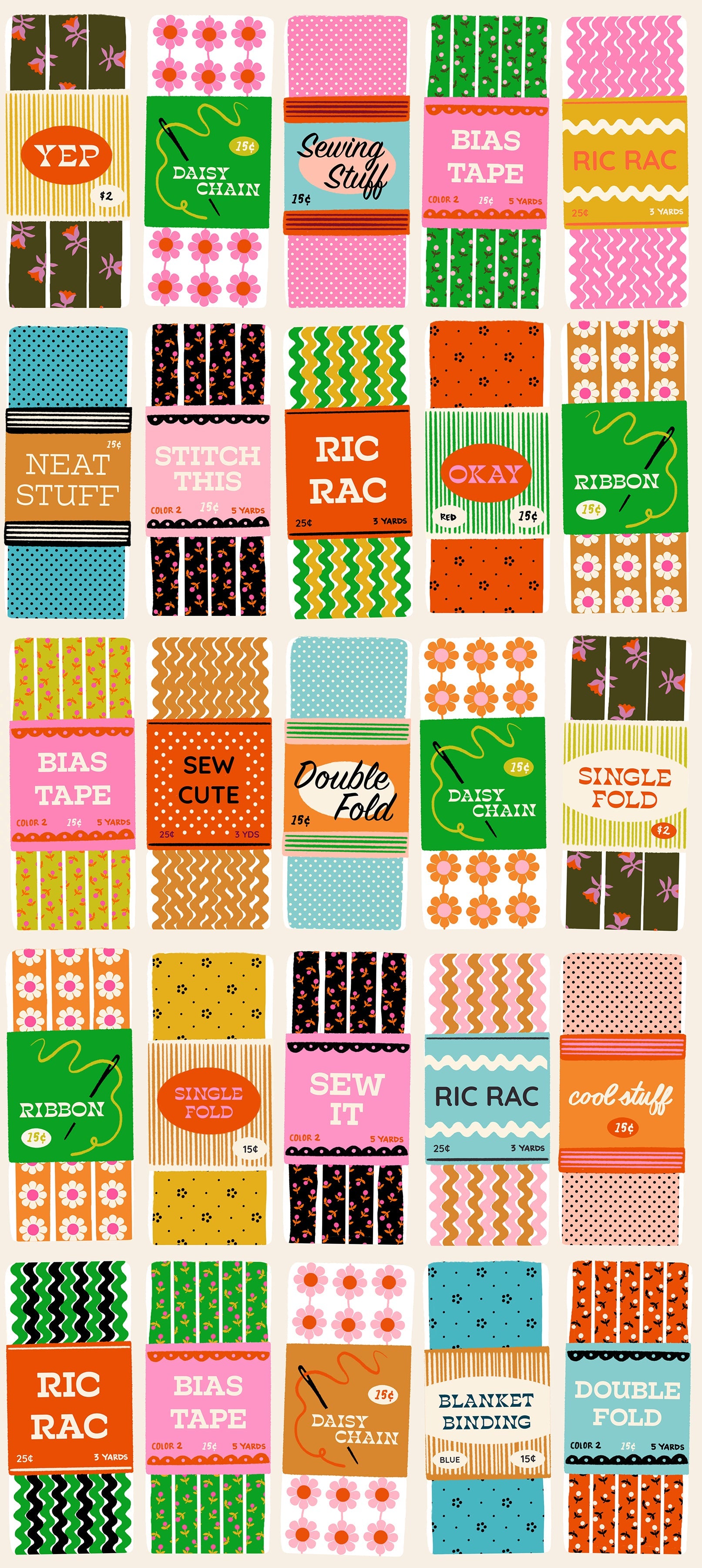 Sew Cute in Shell quilting cotton by Ruby Star Society — the collection's big feature print on a soft blush pink