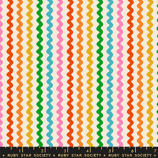 Ric Rac in Shell quilting cotton by Ruby Star Society — wavy little rows of ric rac braid marching across the cloth on a soft blush pink — pattern repeat