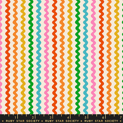 Ric Rac in Shell quilting cotton by Ruby Star Society — wavy little rows of ric rac braid marching across the cloth on a soft blush pink — pattern repeat