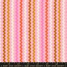 Ric Rac in Posy quilting cotton by Ruby Star Society — wavy little rows of ric rac braid marching across the cloth on a warm pink — pattern repeat