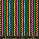 Ric Rac in Soft Black quilting cotton by Ruby Star Society — wavy little rows of ric rac braid marching across the cloth on Ruby Star's signature soft black — pattern repeat