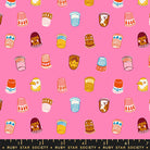 Thimbles in Flamingo quilting cotton by Ruby Star Society — thimbles tumbling every which way in bright on a vivid flamingo pink — pattern repeat