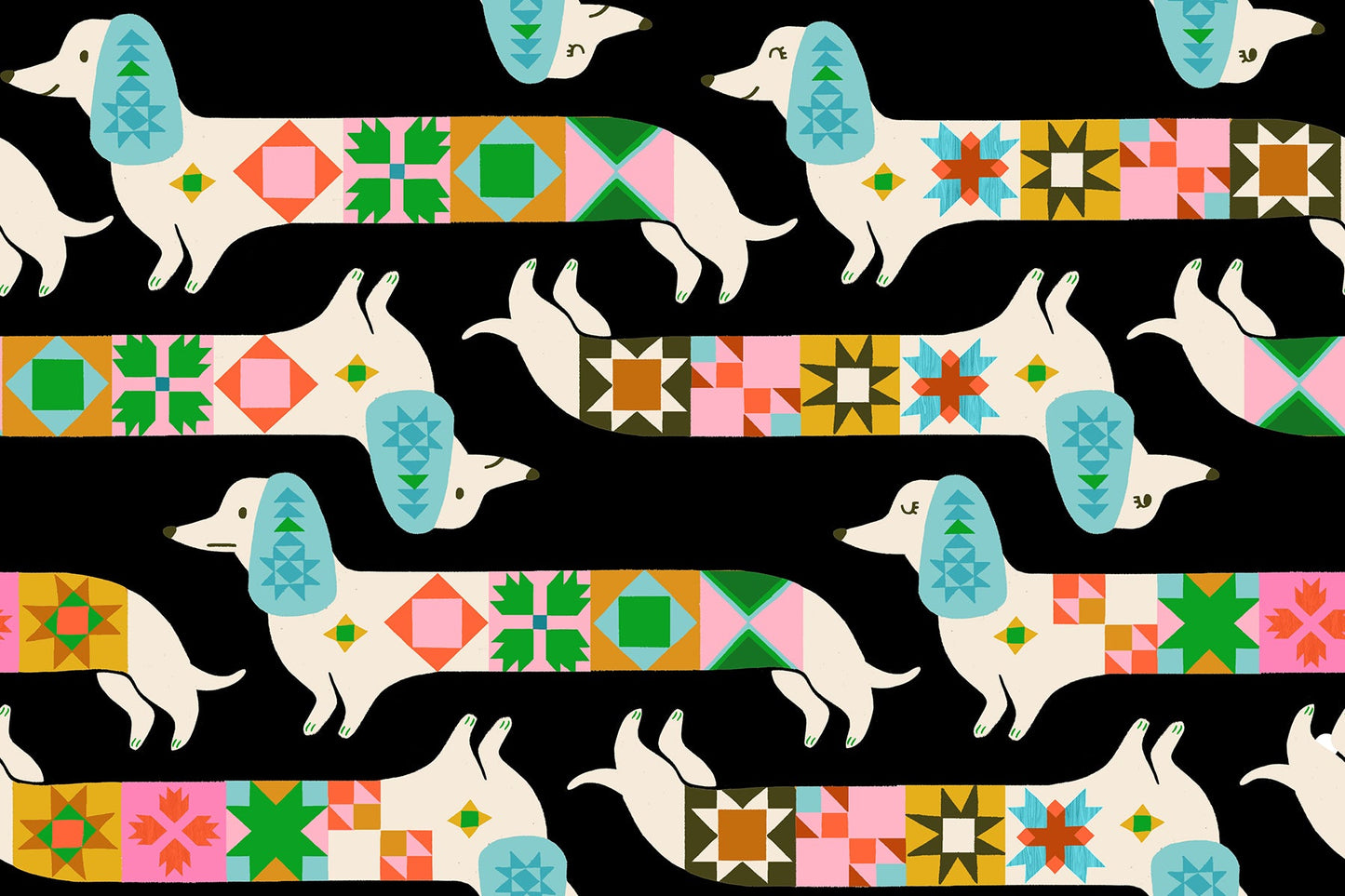 Quilty Dog in Soft Black quilting cotton by Ruby Star Society — a very good dog who has clearly been helping with the quilting on Ruby Star's signature soft black