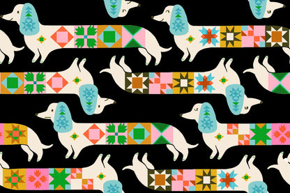 Quilty Dog in Soft Black quilting cotton by Ruby Star Society — a very good dog who has clearly been helping with the quilting on Ruby Star's signature soft black