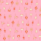 Thread Charms in Posy quilting cotton by Ruby Star Society — tiny thread charms on a warm pink