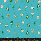 Thread Charms in Turquoise quilting cotton by Ruby Star Society — tiny thread charms on a bright turquoise — pattern repeat