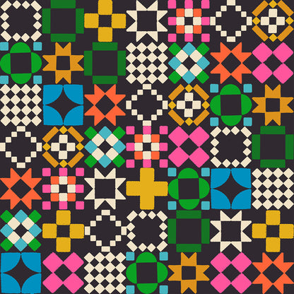 Quilty As Charged in Soft Black quilting cotton by Ruby Star Society — a cheeky novelty print for anyone who has ever been accused of buying too much fabric on Ruby Star's signature soft black