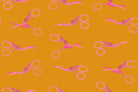 Stork Scissors in Honey quilting cotton by Ruby Star Society — the classic stork embroidery scissors on a golden honey yellow
