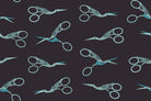 Stork Scissors in Soft Black quilting cotton by Ruby Star Society — the classic stork embroidery scissors on Ruby Star's signature soft black