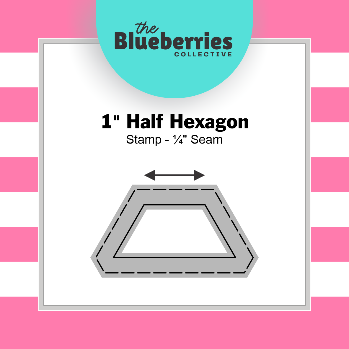 Patchwork stamp - 1" Half Hexagon Stamp - ¼" Seam