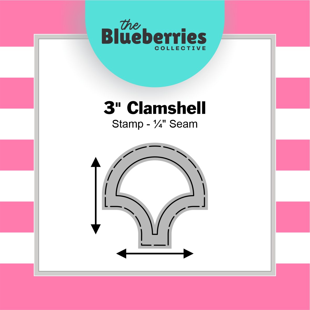 Patchwork stamp - 3"  Clamshell Stamp - ¼" Seam