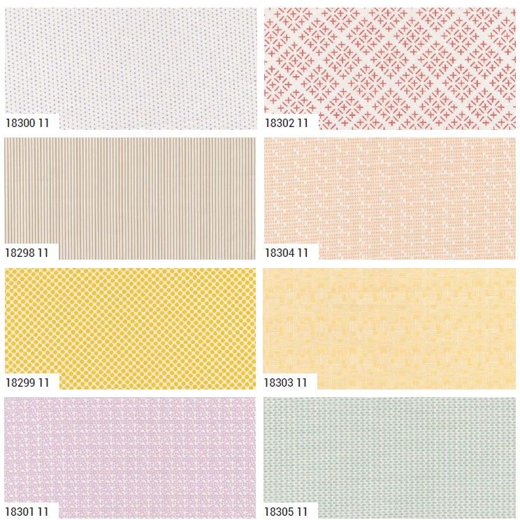 Gathered Bonbons half metre bundle by Jen Kingwell for Moda – all eight low-volume background prints, each cut 50cm by the full width of fabric