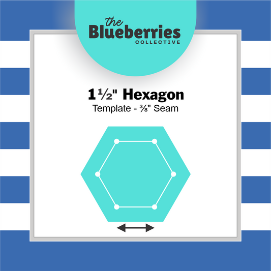 1.5" Hexagon Template - 3/8" Seam