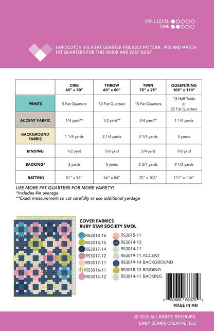 Hopscotch II Quilt Pattern – by Emily Dennis of Quilty Love