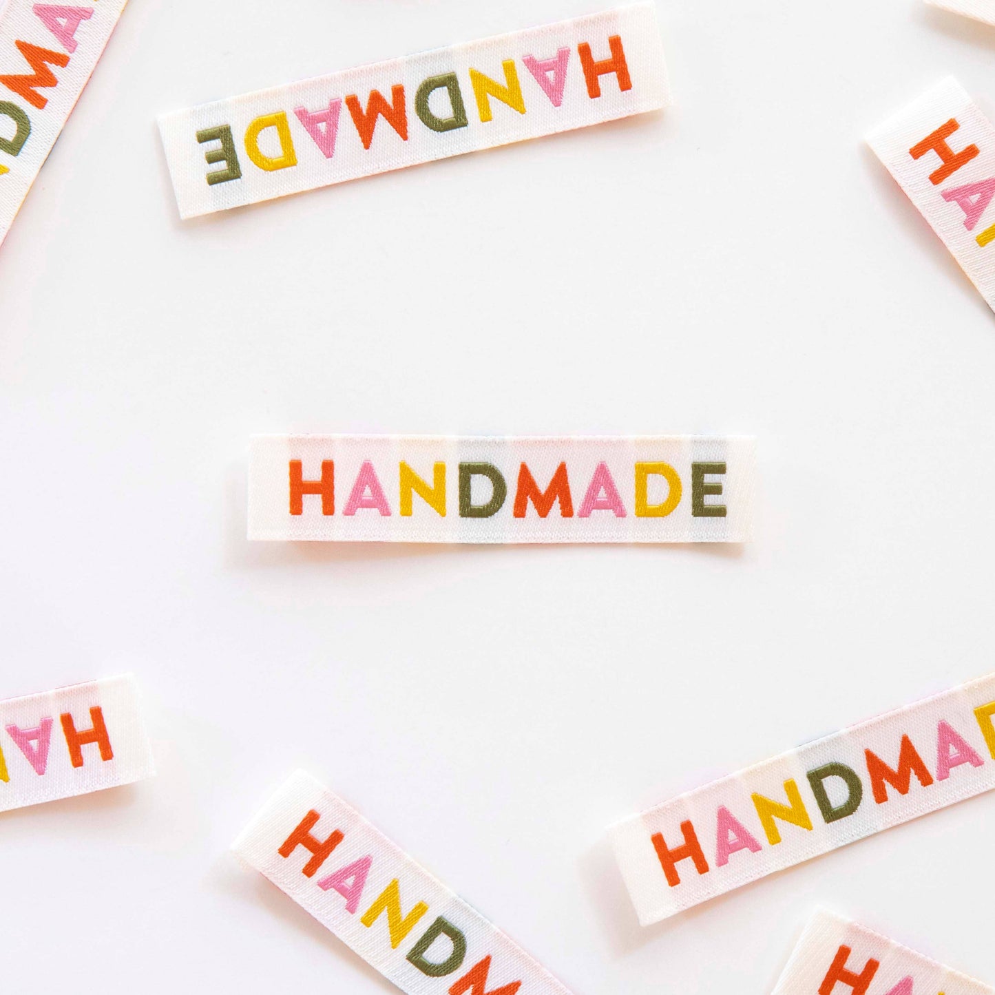 Handmade (Muted Colours) Woven Sew-In Labels by Sarah Hearts (8pk)
