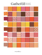 Gathered Lollies Hazel half metre bundle by Jen Kingwell for Moda – the eight fabrics shown from a second angle, in pinks, corals, reds, oranges and golds