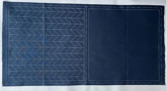 Cosmo Hidamari Pre-Printed Sashiko Cloth – Herringbone, Navy (LC98908.4)