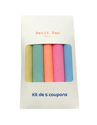 Petit Pan Rigato Cotton Coupon Kit, Rainbow Stripes (Set of 5)
